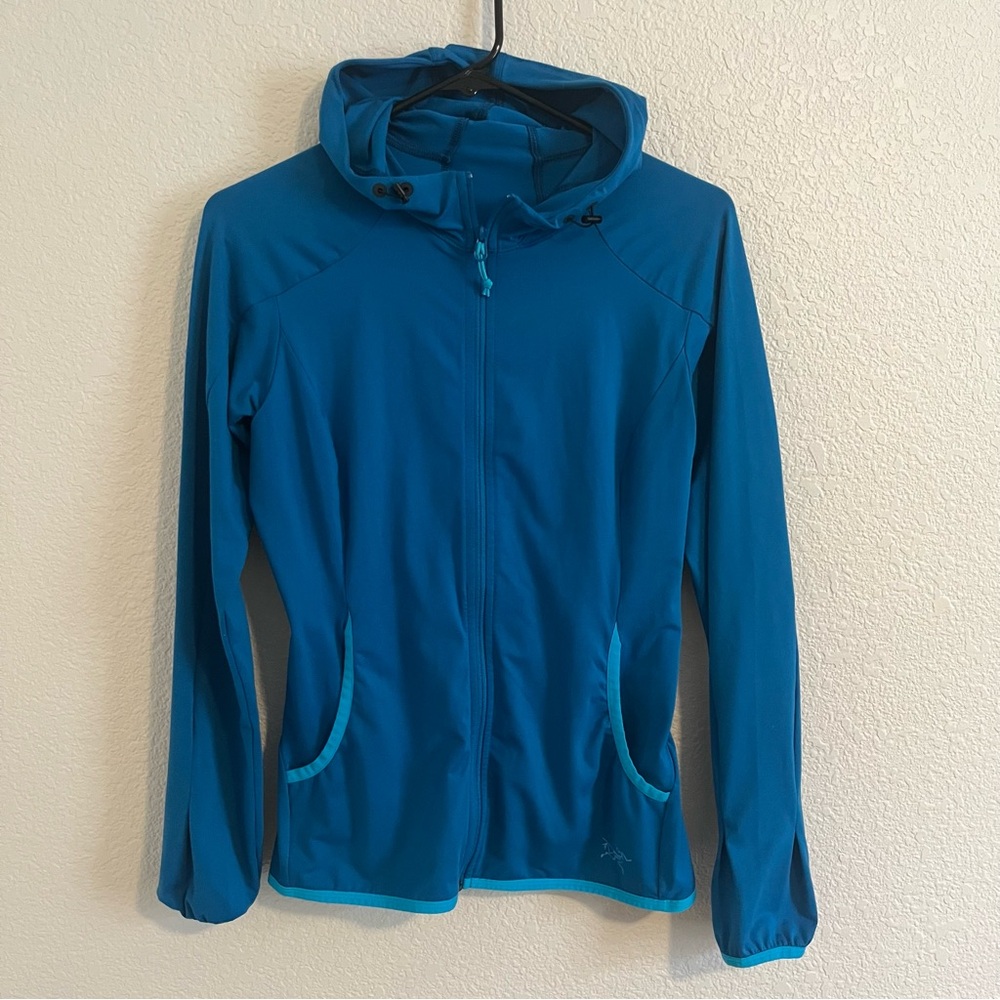 Arc’Teryx Women’s Soltera Hooded Full Zip Up Jacket Hoodie Blue Lightweight